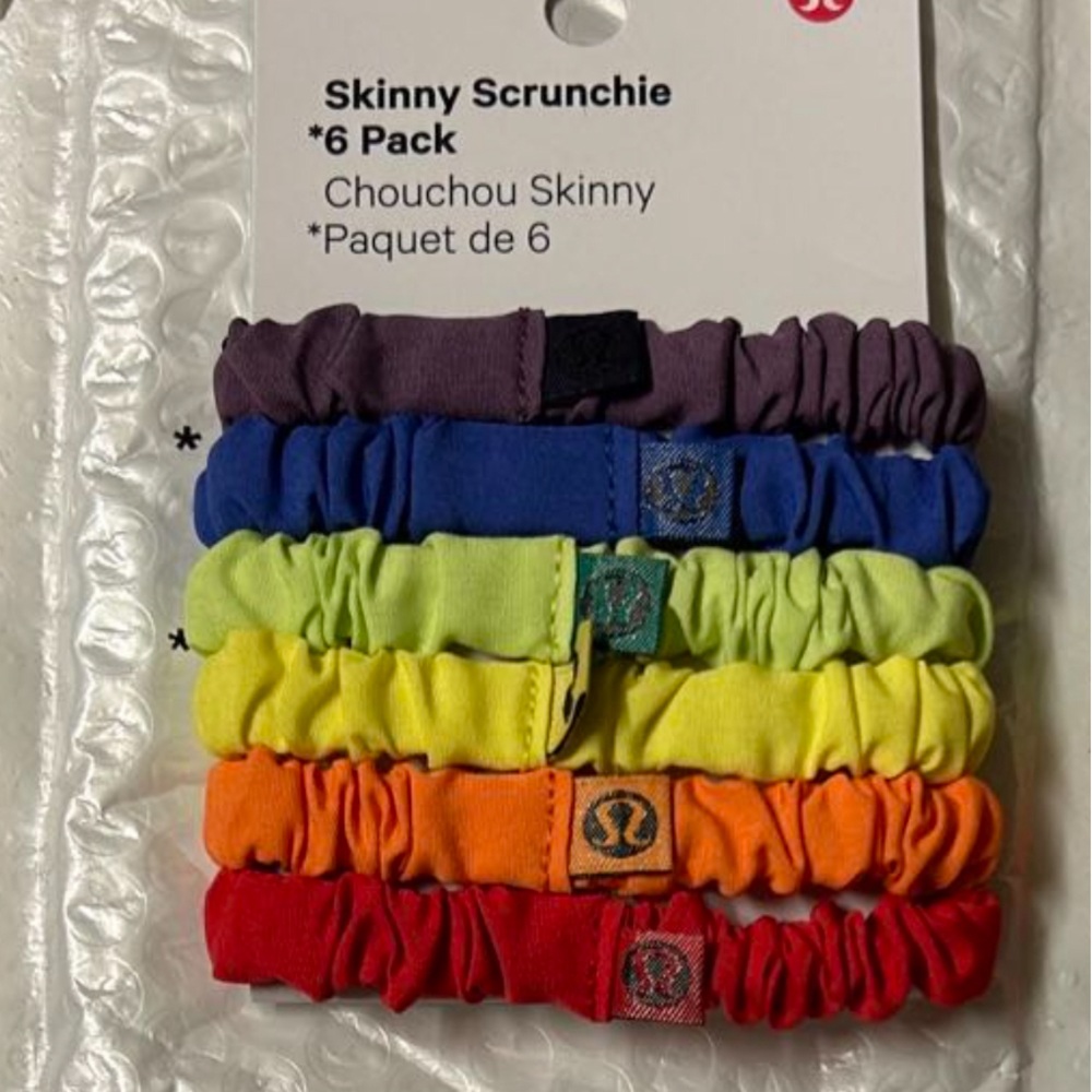 Lululemon Skinny Rainbow Scrunchies NWT Sold Out and discontinued hair ties 6pm